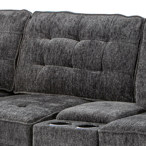 English Elm Oslo Gray Upholstered Sectional Sofa With Cup Holders | Spacious, Modern Comfort For Family Rooms B078S00593