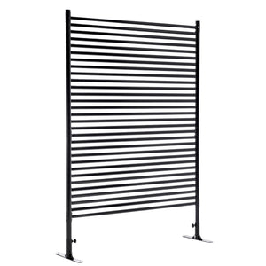 English Elm 71.26''x46.65'' Freestanding Steel Slatted Patio Privacy Screen Matte Black Outdoor Panel W1422P270178