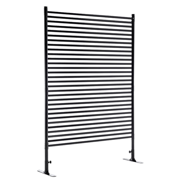 English Elm 71.26''x46.65'' Freestanding Steel Slatted Patio Privacy Screen Matte Black Outdoor Panel W1422P270178