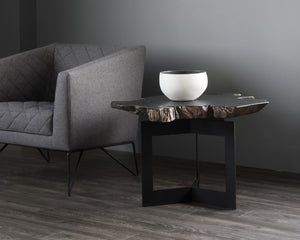 Sunpan WYATT Side Table - Handcrafted Solid Teak Root with Black Steel Frame for Unique Living Spaces 102223