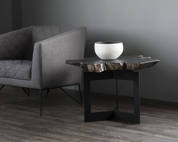Sunpan WYATT Side Table - Handcrafted Solid Teak Root with Black Steel Frame for Unique Living Spaces 102223