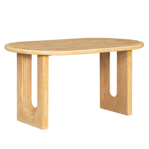 English Elm Trexm Farmhouse Oval Dining Set Seats Six with Rattan Back Chairs Oak Veneer Table Beige,Natural ST000157AAD