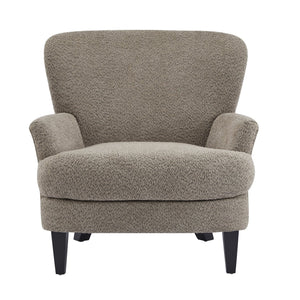 English Elm Christopher Knight Home® - Gerald Boucle Upholstered Club Chair with Tapered Birch Legs, Tonal Piping and Cozy Texture Black,Light Brown 32.25 L x 27.75 W x 20.75 H N776P243710D