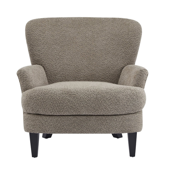 English Elm Christopher Knight Home® - Gerald Boucle Upholstered Club Chair with Tapered Birch Legs, Tonal Piping and Cozy Texture Black,Light Brown 32.25 L x 27.75 W x 20.75 H N776P243710D