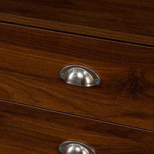 English Elm Home Office Computer Desk with Hutch, Antiqued Finish, Spacious Storage, Waterproof Scratchproof Surface Walnut W331S00186