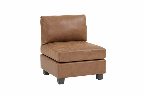 English Elm Armless Faux Leather Accent Chair Low Profile Modern Seat for Living Room B2748P419522