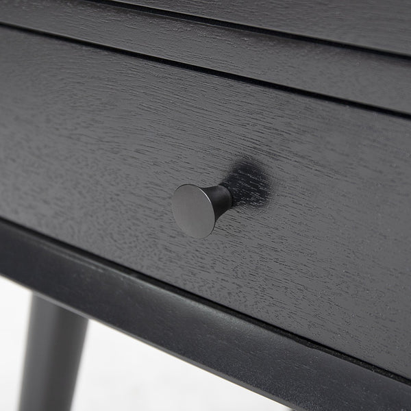 English Elm Christopher Knight Home® - Nightstand with 2 Drawers Mid-Century Acacia Wood, Splayed Legs, Brass Hardware, Easy-Glide Storage Black 20.5 L x 17.5 W x 14.75 H N761P180219B