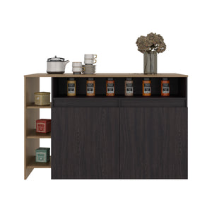 English Elm Elgin Two-tone Kitchen Bar Counter with Open Shelving and Concealed Cabinet Storage B097S00254