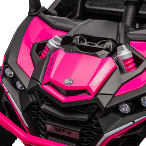 English Elm 24v Two Seat Kids Electric Utv with Parental Remote Suspension Off Road Ride On Pink W1578P184801