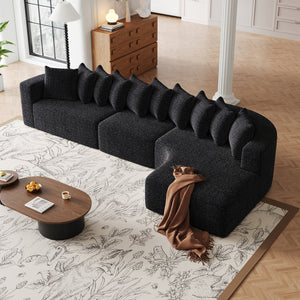 English Elm 131.1-inch Chenille Cloud Sectional with Memory Foam Curved Modular Living Room Sofa W3505S00013