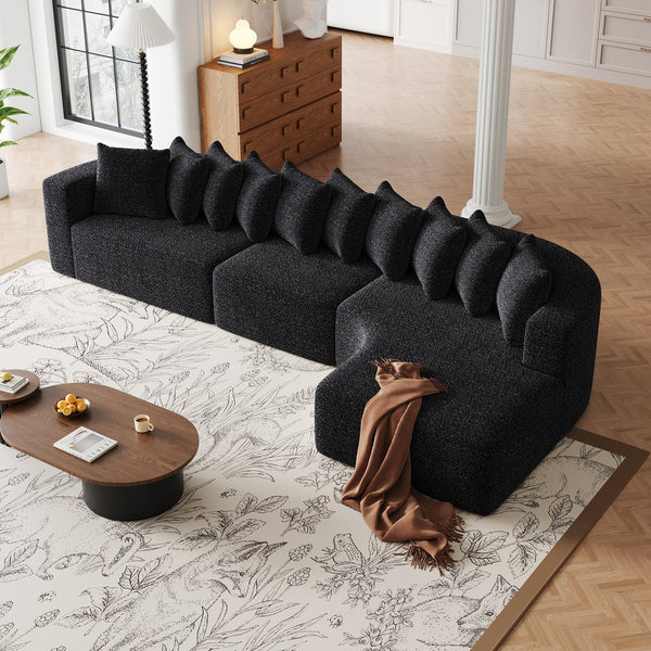 English Elm 131.1-inch Chenille Cloud Sectional with Memory Foam Curved Modular Living Room Sofa W3505S00013
