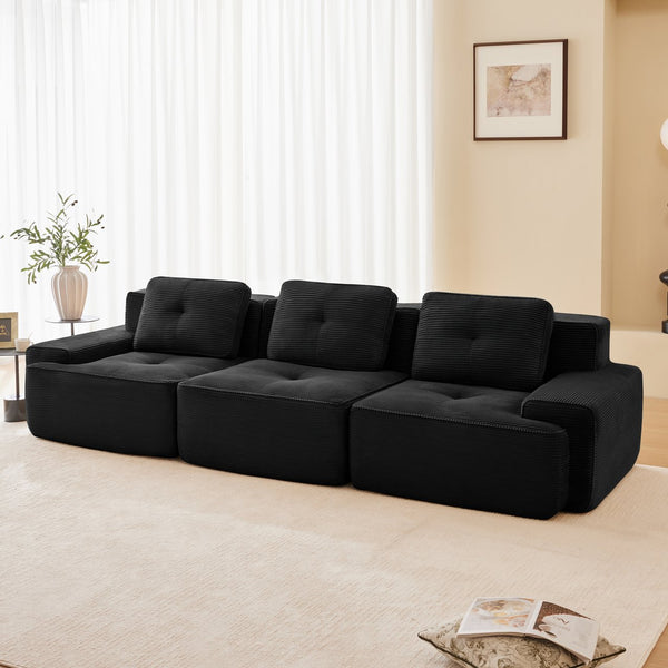English Elm 117" Modern Modular Sectional Sofa - Luxurious Corduroy, Deep Seating, No Assembly, Anti-Slip Design W714S01476