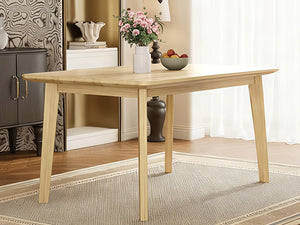 English Elm Rustic Minimalist Rubberwood Dining Table with Tapered Legs for Small Apartment Spaces Natural N752P368503A