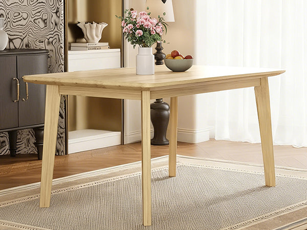 English Elm Rustic Minimalist Rubberwood Dining Table with Tapered Legs for Small Apartment Spaces Natural N752P368503A