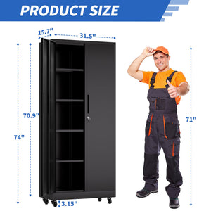 English Elm Metal Lockable Steel Cabinet Two Adjustable Shelves Garage Office Utility Storage T2398P442668