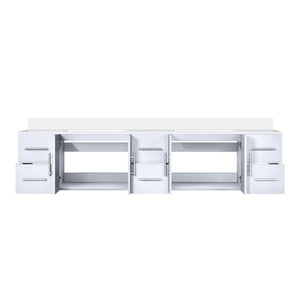 English Elm Glossy 84" Double Bath Vanity with White Quartz Top, Solid Wood Frame, Soft-Close Drawers & Ample Storage B2731P258764