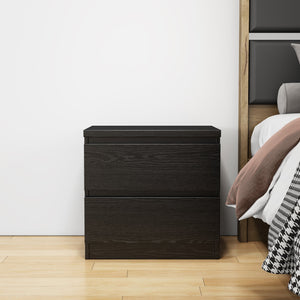 English Elm 19.7-inch Matte Finish Nightstand with Touch Release Drawers for Minimalist Bedrooms Black W3151P407884