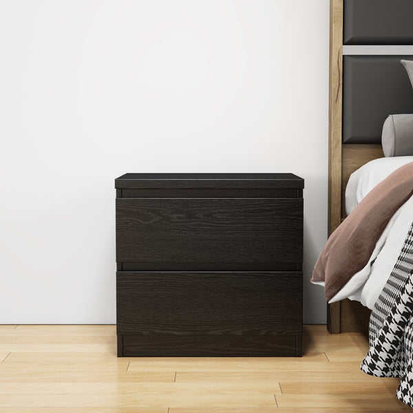 English Elm 19.7-inch Matte Finish Nightstand with Touch Release Drawers for Minimalist Bedrooms Black W3151P407884