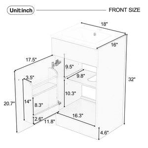 English Elm [video] Compact Sage Green Bathroom Vanity with Ceramic Sink Soft Close Cabinet White N759P237932K
