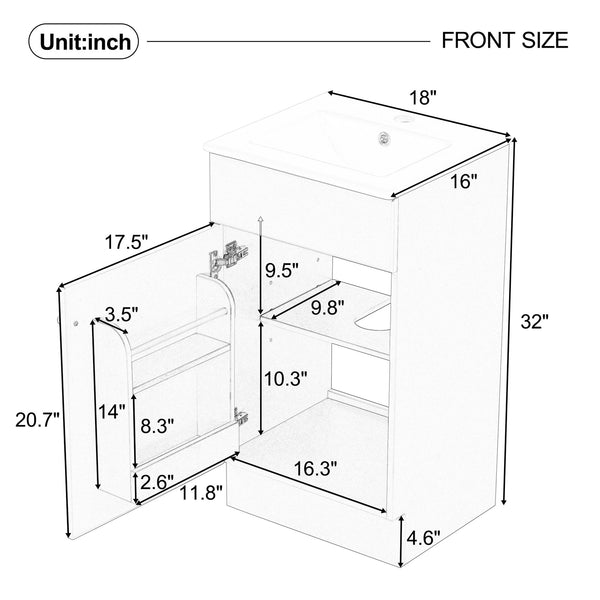 English Elm [video] Compact Sage Green Bathroom Vanity with Ceramic Sink Soft Close Cabinet White N759P237932K