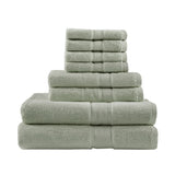 Madison Park Signature 800GSM Glam/Luxury 100% Cotton 8 Piece Antimicrobial Towel Set MPS73-514 Sage Green