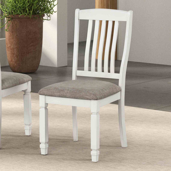 English Elm Farmhouse 2pc Side Chair Slat Back Upholstered Seat Rustic White Dining Set Comfortable Modern Style B2741P406725