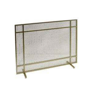 English Elm Christopher Knight Home® - FIRE Markus Modern Single Panel Iron Firescreen with Brushed Silver Finish, Minimalist Mesh Guard Gold 65183.00GLD