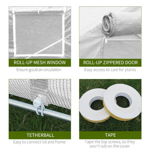 English Elm Outsunny 20' X 10' Walk-In Tunnel Greenhouse - Durable Steel Frame, Mesh Windows & Zipper Door W2225P217788-GIGA