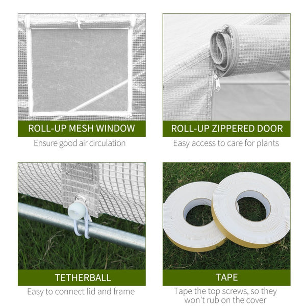 English Elm Outsunny 20' X 10' Walk-In Tunnel Greenhouse - Durable Steel Frame, Mesh Windows & Zipper Door W2225P217788-GIGA