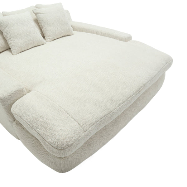 English Elm COOLMORE Chenille 2-Seater Lazy Sofa with 5 Supportive Back Pillows, Deep Seat Couch for Lounge White W395P197923