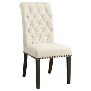 English Elm 2pc Plush Button-Tufted High Back Dining Chairs with Rolled Top, Nailhead Trim and Tapered Legs Beige,Carbon Black 42.5 L x 13 W x 19.25 H B011P311396
