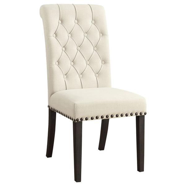 English Elm 2pc Plush Button-Tufted High Back Dining Chairs with Rolled Top, Nailhead Trim and Tapered Legs Beige,Carbon Black 42.5 L x 13 W x 19.25 H B011P311396