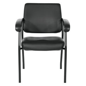 OSP Home Furnishings Padded Visitor Chair with Lumbar Support and Pu Armrests for Modern Office Reception 83710B-R107