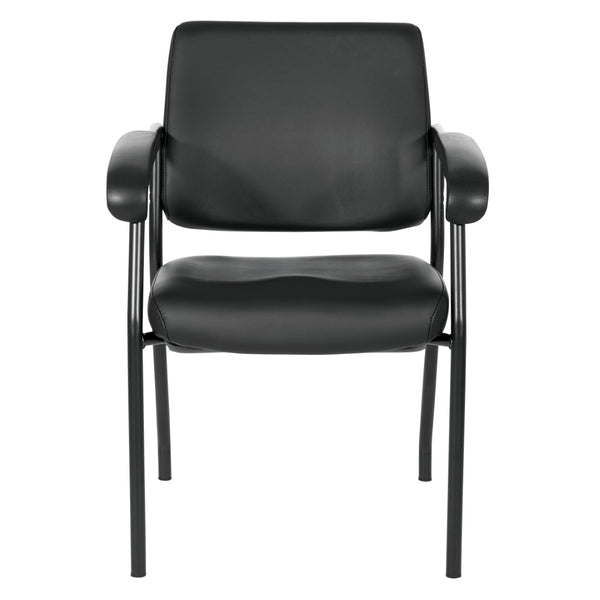 OSP Home Furnishings Padded Visitor Chair with Lumbar Support and Pu Armrests for Modern Office Reception 83710B-R107