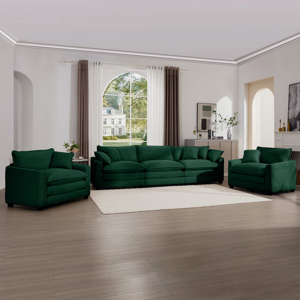 English Elm Luxurious Corduroy Sofa Set: Elegant 3-Seater & 2 Single Sofas For Stylish Living Rooms & Clubs W714S00806