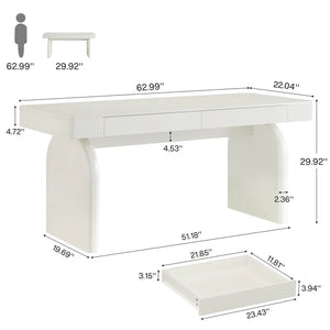 English Elm Sturdy Two-tier Computer Desk with File Cabinet and Monitor Riser for Home Office T3971P453207