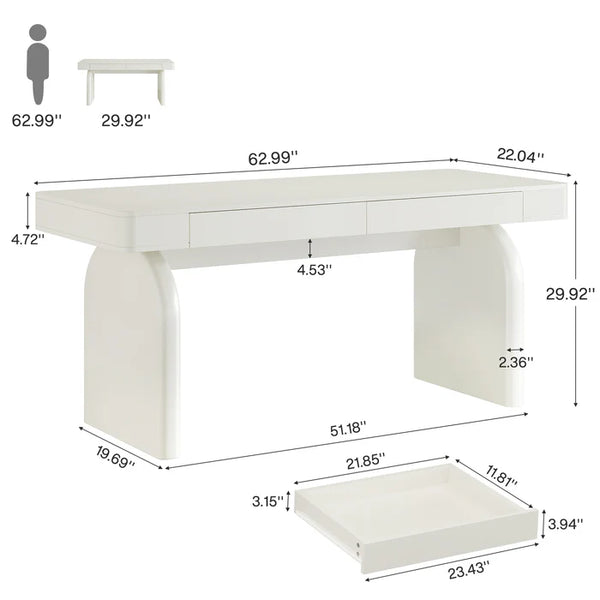 English Elm Sturdy Two-tier Computer Desk with File Cabinet and Monitor Riser for Home Office T3971P453207