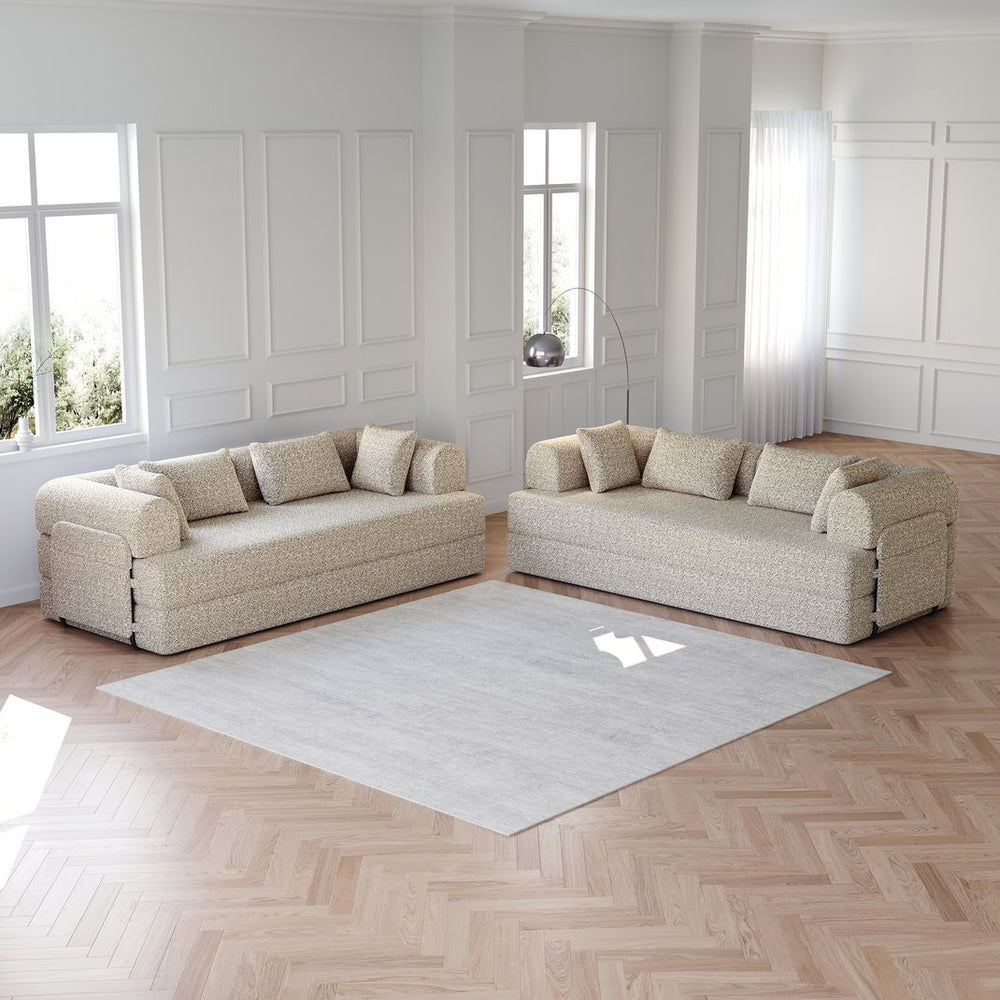 English Elm 78.7-Inch Convertible Sleeper Sofa Bed - Chenille Couch With Pillows & Storage For Small Spaces W834S00531