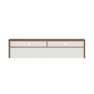 English Elm Duncan 70" TV Stand with Hidden Storage and Cable Management, Handle-Free Drawers, Easy Assembly Brown+White B365S00125