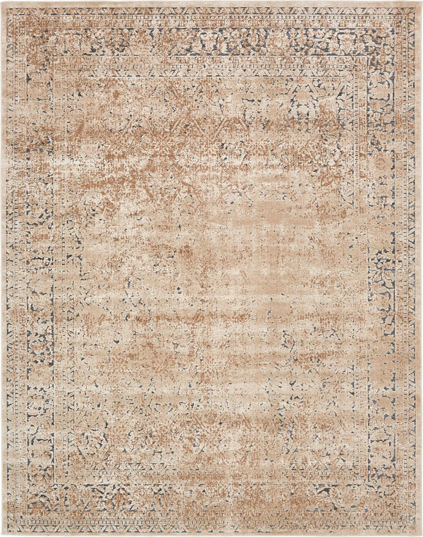 Unique Loom Chateau Jefferson Machine Made Border Rug Beige, Beige/Ivory/Light Brown/Blue 8' 0" x 10' 0"