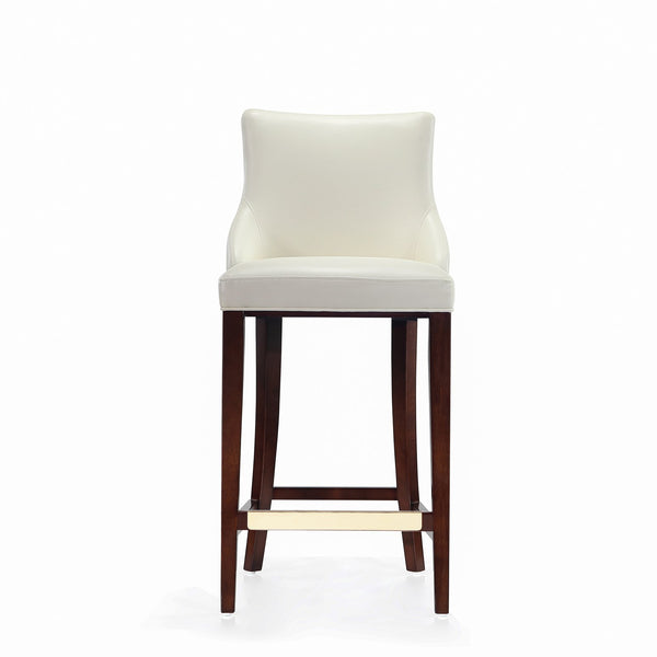 English Elm Shubert Solid Beech Wood Upholstered Barstool with Gold Footplate, Commercial Grade, 29" Seat Height Ivory B365P397931