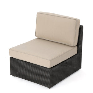 English Elm Santa Cruz Outdoor Wicker Sectional Armless Chair Set with Plush Weather Resistant Cushions Dark Brown 52976.00IRN