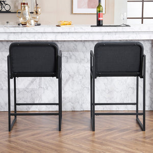 English Elm Set Of 2 Stylish Dark Gray Upholstered Counter Height Bar Stools With Armrests For Modern Dining W1901P225274-GIGA