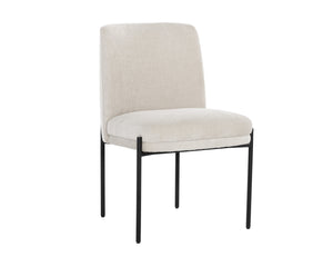 Sunpan Richie Dining Chair - Modern Comfort in Soft Danny Ivory Fabric with Sleek Black Metal Legs