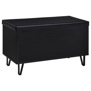 English Elm Astor Smoked Finish Entryway Bench with Drawer Open Shelving and Faux Leather Seat Black B062P440401
