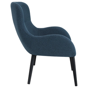 English Elm Luna Aegean Blue Upholstered Armchair — Mid-Century Curved Silhouette, Plush Textured Comfort, 30.5"H B062P299845