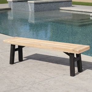 English Elm Christopher Knight Home® - Outdoor Bench – Two-Toned Acacia Wood Frame With Slat Design For Patio, Garden & Entryway Charm 56702.00MP1