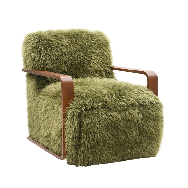 English Elm Contemporary Sculpted Barrel-Back Arm Chair with Smooth Casters, Neutral Textured Upholstery, Stylish Accent Seating Green 29 L x 36 W x 33 H B2741P401384