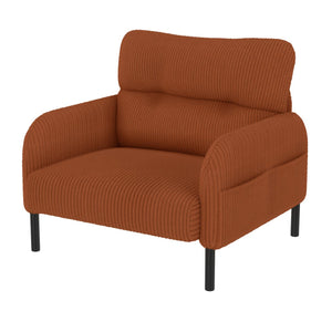English Elm UNITED Corduroy Accent Chair with Ergonomic Curve, High-Density Foam Seat & Dual Side Pockets for Cozy Living Spaces Orange W1568P307259