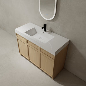 English Elm 48" Freestanding Bathroom Vanity with Thick Resin Sink, Soft-Close Doors, Adjustable Shelves, Durable Finish Oak W999S00265